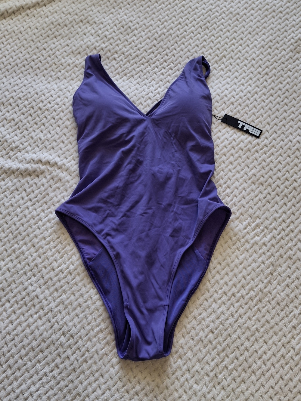 NWT TA3 Purple Hi Cut Plungey Body Sculpting One-Piece Swimsuit 2XL